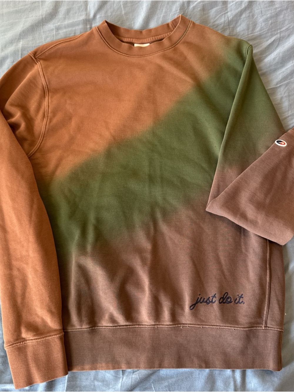 Nike Men's Crewneck Sweatshirt - Brown & Olive Gradient